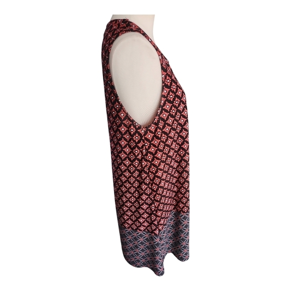 Papillon Sleeveless Shift Dress XL – Red & Black Geometric Floral Print - Picture 5 of 9